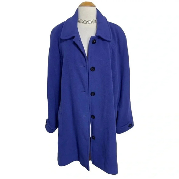Lands’ End 20W periwinkle wool + cashmere blend pea swing coat with pockets - Picture 6 of 9